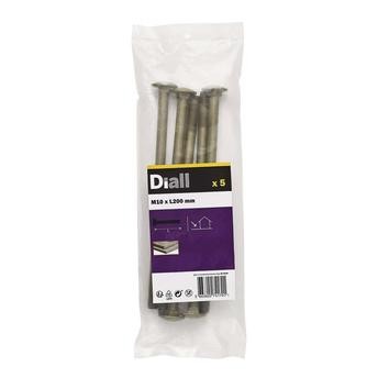 Diall Carbon Steel Cup Square Bolt Pack (M10 x 200 mm, 5 Pc.)