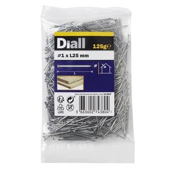 Diall Carbon Steel Plain Veneer Pin Pack (1 x 25 mm, 125 g)
