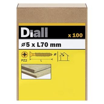 Diall Zinc-Plated Carbon Steel Wood Screw Pack (5 x 70 mm, 100 Pc.)