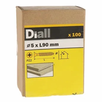 Diall Zinc-Plated Carbon Steel Wood Screw Pack (5 x 90 mm, 100 Pc.)