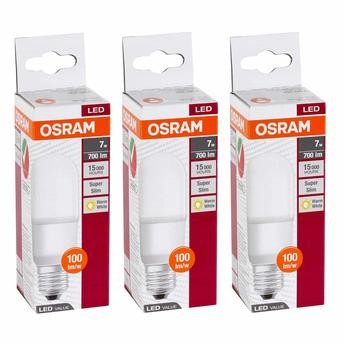 Osram LED Screw Bulb Pack (7 W, Warm White, 3 Pc.)