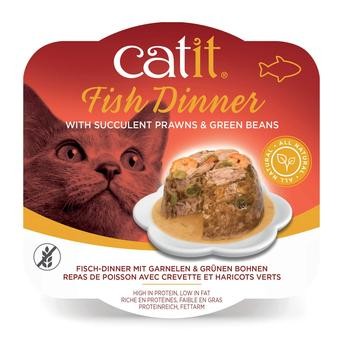 طعام قطط فيش دينر كاتيت (جمبري وفاصوليا خضراء، 80 جرام)