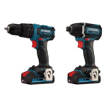 Erbauer EXT Brushless Cordless Combination Drill & Impact Driver Set W/Battery & Charger, EID18-Li (18 V)