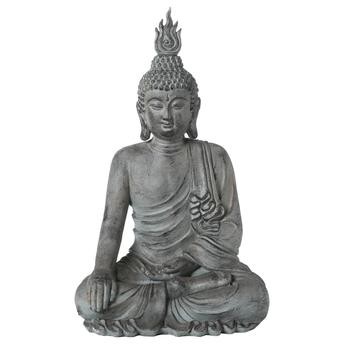 Sandstone Fiberglass Sitting Buddha (65 x 54 x 106 cm)