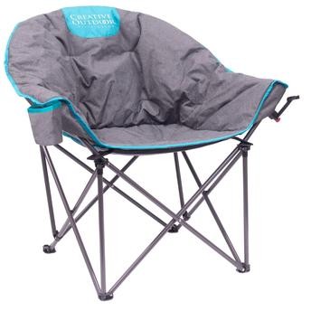Creative Single-Seater Polyester & Steel Outdoor Folding Chair (88.9 x 73.66 x 93.98 cm, Blue & Gray)