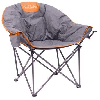 Creative Single-Seater Polyester & Steel Outdoor Folding Chair (88.9 x 73.66 x 93.98 cm, Orange & Gray)