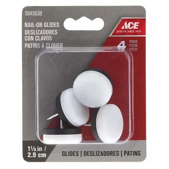 Ace Plastic Base Non-Slip Nail On Glides (2.85 cm)