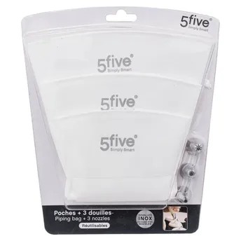 مجموعة أكياس قماشية لتزيين الحلويات متجددة الاستخدام مع فوهات 5فايف (3 قطع)