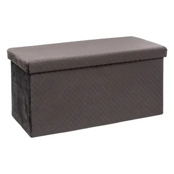 مقعد عثماني بصندوق تخزين مخمل متعدد الاستعمالات 5 فايف (رمادي غامق، 76 × 38 × 38 سم)