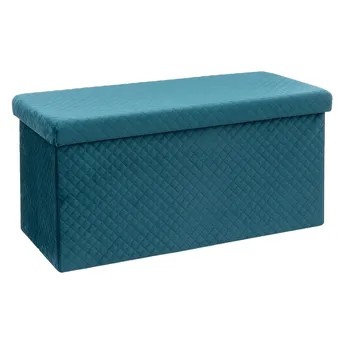 مقعد عثماني بصندوق تخزين مخمل متعدد الاستعمالات 5 فايف (أزرق، 76 × 38 × 38 سم)