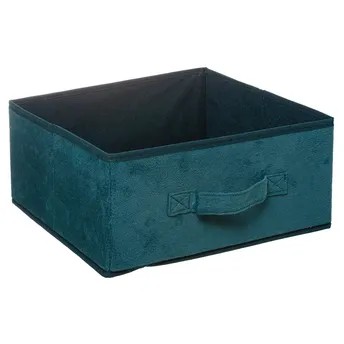 5Five Velvet Storage Box (31 x 31 x 15 cm, Blue)