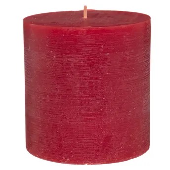 Comptoir de la Bougie Olia Rustic Wax Pillar Candle (10 x 10 cm, Red)