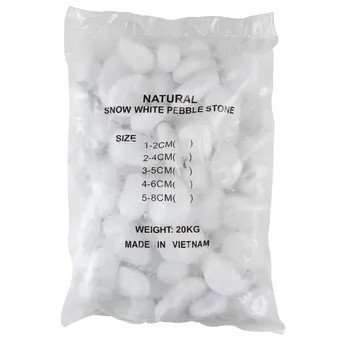 حصى تزيين طبيعي أبيض ثلجي إيس (5-8 سم ، 20 كجم)