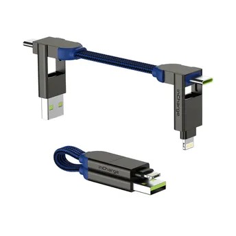 Rolling Square inCharge X 6-in-1 Charging Cable (100 W, Sapphire Blue)