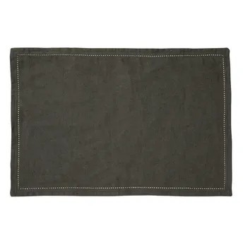 SG Washed Linen & Cotton Placemat (30 x 0.2 x 45 cm, Khaki Green)