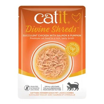 Catit Divine Shreds Wet Food (Chicken W/Salmon & Pumpkin, 75 g)