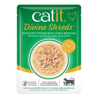 Catit Divine Shreds Wet Food (Chicken W/Liver & Broccoli, 75 g)