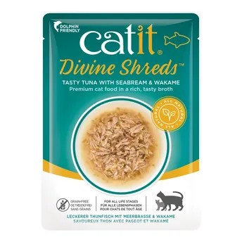 Catit Divine Shreds Wet Food (Tuna W/Seabream & Wakame, 75 g)