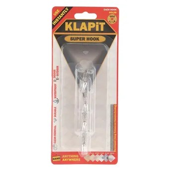 KLAPiT Super Hook Pack at 4 Pc., Clear