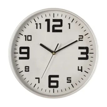 ساعة حائط بلاستيكية أتموسفيرا (30 × 5 سم، فضي)