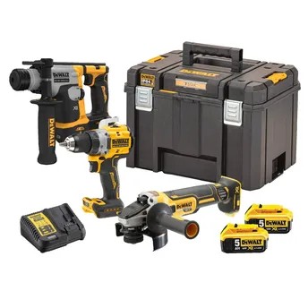 Dewalt 3-Piece Grinding Machine, Drill/Driver & Drill Kit W/Batteries, Charger & Case, DCK355P2T