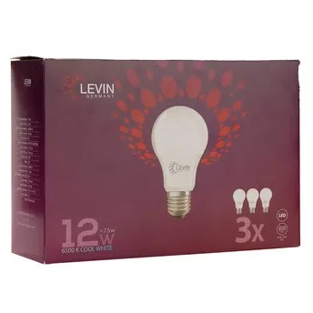 عبوة لمبات LED E27 نوع A ليفين (3 قطع، 12 واط، أبيض ضوء نهاري)