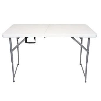 Plastic & Steel Adjustable Folding Table (122 x 60 x 50/62/74 cm)