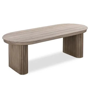 Tambour Acacia Wood Oval Dining Table (233.7 x 101.6 x 76.5)
