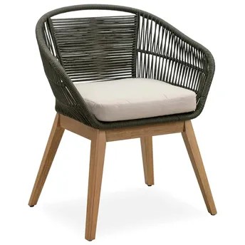 TF Eucalyptus Wood & Rope Dining Chair (68 x 64.5 x 80 cm, Gray)