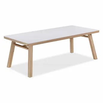 طاولة سفرة خشب أكاسيا مع سطح أسمنتي تي أيه إتش (200 × 100 × 74 سم)