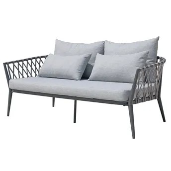 Tallinn 2-Seater Rope & Metal Sofa W/Cushions (170 x 86 x 65.5 cm)