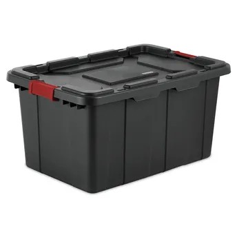 صندوق تخزين بلاستيكي قابل للتكديس مع غطاء ستيرلايت (102.21 لتر)