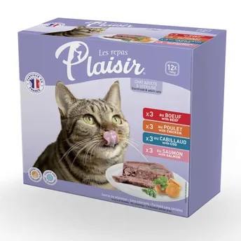 Les Repas Plaisir Cat Paté Box (Mixed Flavors, Sterilized & Adult Cats, 12 x 100 g)