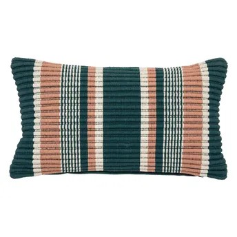 Atmosphera Striped Cotton & Polyester Fluted Cushion (50 x 8 x 30 cm, Multicolor)