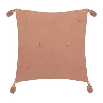 Atmosphera Cotton & Polyester Tassel Cushion (40 x 10 x 40 cm, Antique Pink)