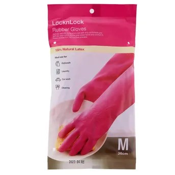 Lock & Lock Rubber Gloves (36 cm, Medium, Pink)