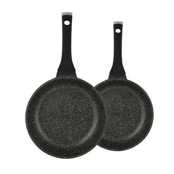 Prestige Essentials Non-Stick Granite Fry Pan Set (24 cm + 28 cm, Black)