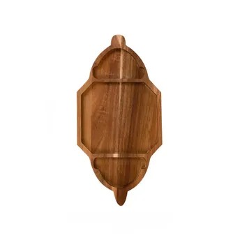 Hilalful Lantern Wood Tray (19 x 40 x 2 cm, Natural)