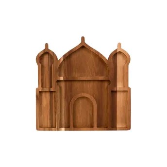 Hilalful Mosque Wood Tray (30 x 29 x 2 cm, Natural)