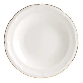 Orchid Earl Embossed New Bone China Soup Plate (22 x 2 cm, White)