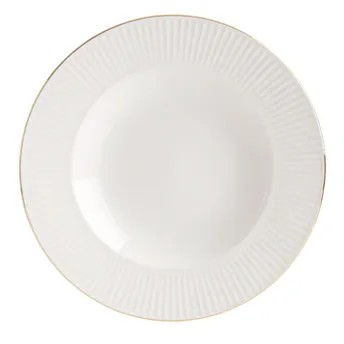 Orchid Royal Embossed New Bone China Soup Plate (22 x 2 cm, White)