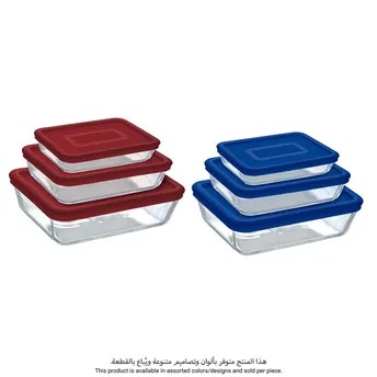 Pyrex 3-In-1 Rectangular Glass Food Storage Set W/Lid (Assorted Colors, 3 Pc.)