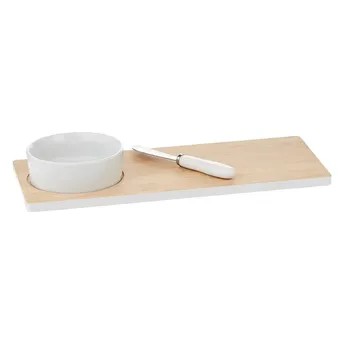 Cuisine Art Bamboo Board W/Ceramic Bowl & Knife