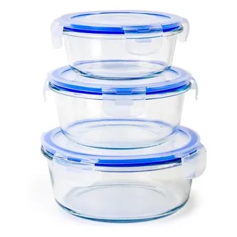 Mondex Round Borosilicate Glass Food Container Set (3 Pc.)