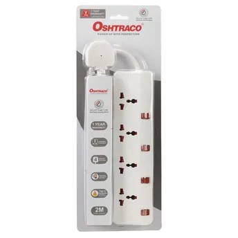 Oshtraco 4-Way Universal Switched Extension Cord, OTCW7004S-2M (2 m)