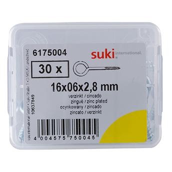 Suki Zinc-Plated Steel Screw Eye (2.8 mm, Pack of 30)