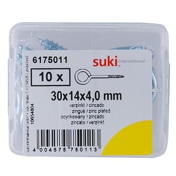 Suki Zinc-Plated Steel Screw Eye (4 x 30 mm, Pack of 10)