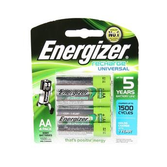 Energizer Recharge Universal AA Rechargeable Battery (Pack of 4, 1.2V)