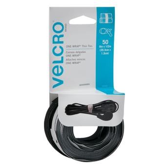 VELCRO® ONE-WRAP Reusable Ties (Pack of 50, Gray/Black)