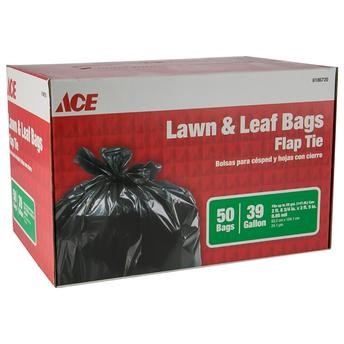 ACE Lawn Bag with Flap Tie (50 pcs, Black)